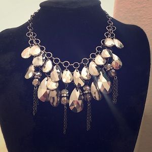 Silver dangle beaded necklace